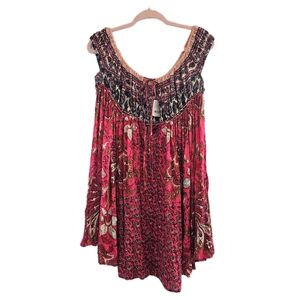 Free People New With Tags Bohemian Pink and Black Women's Top
